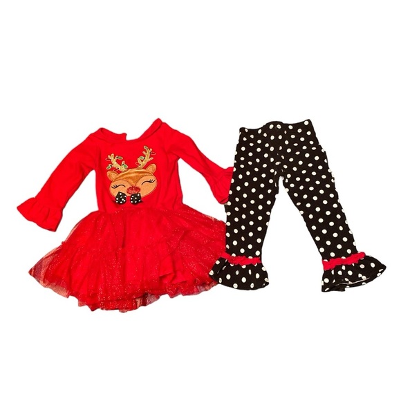 Counting daisies toddlers girls 2T red Frilly top tutu and leggings - Picture 1 of 6